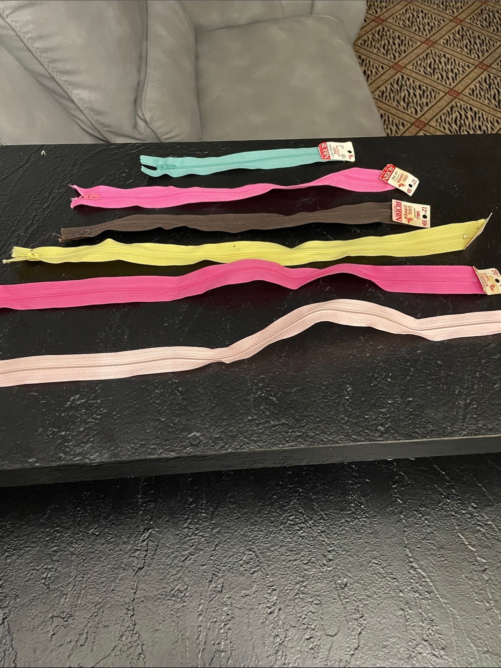 Lot of 6 new vintage zippers. 8 in - 22in